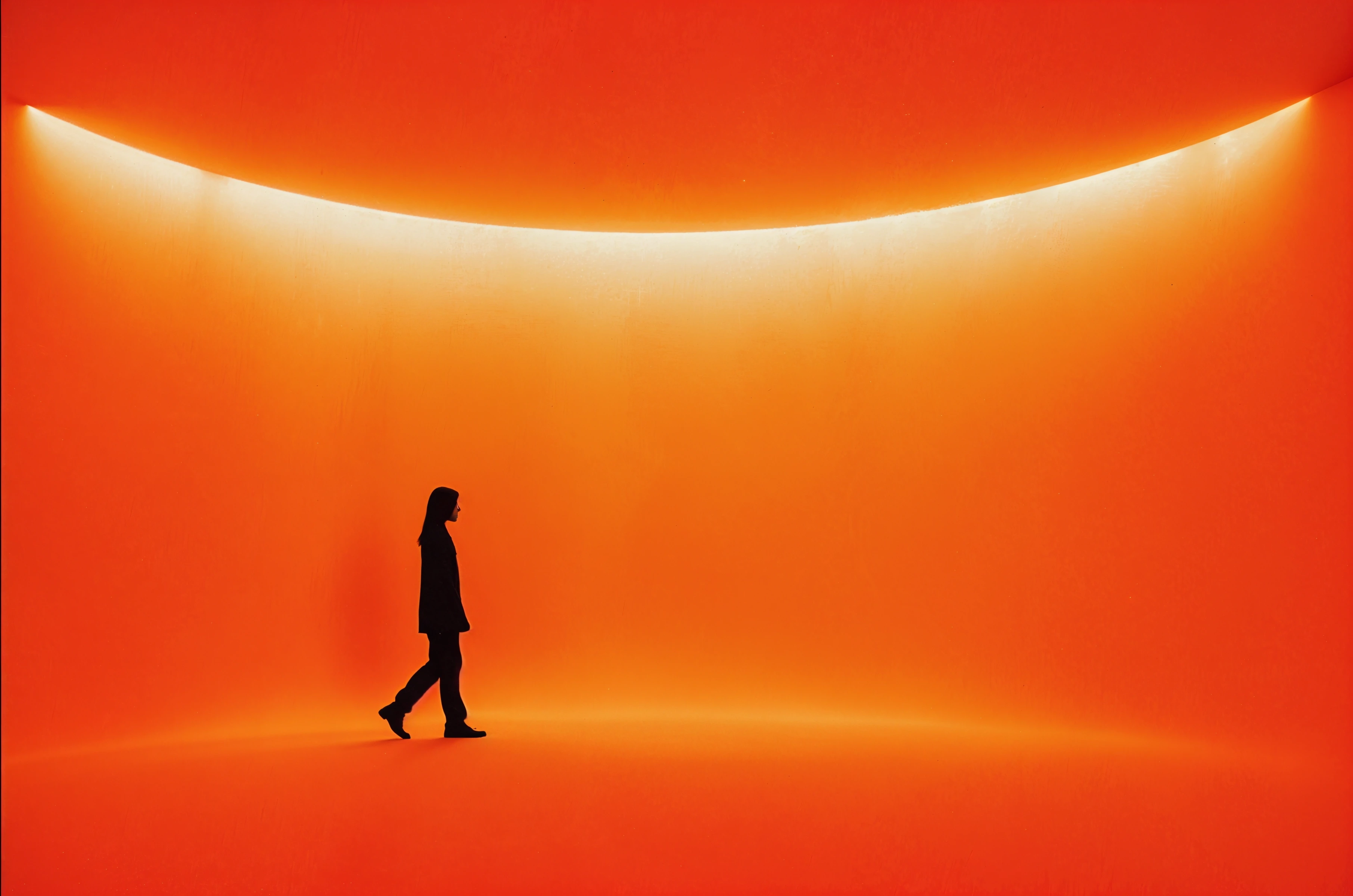 orange image background of woman in the shadow