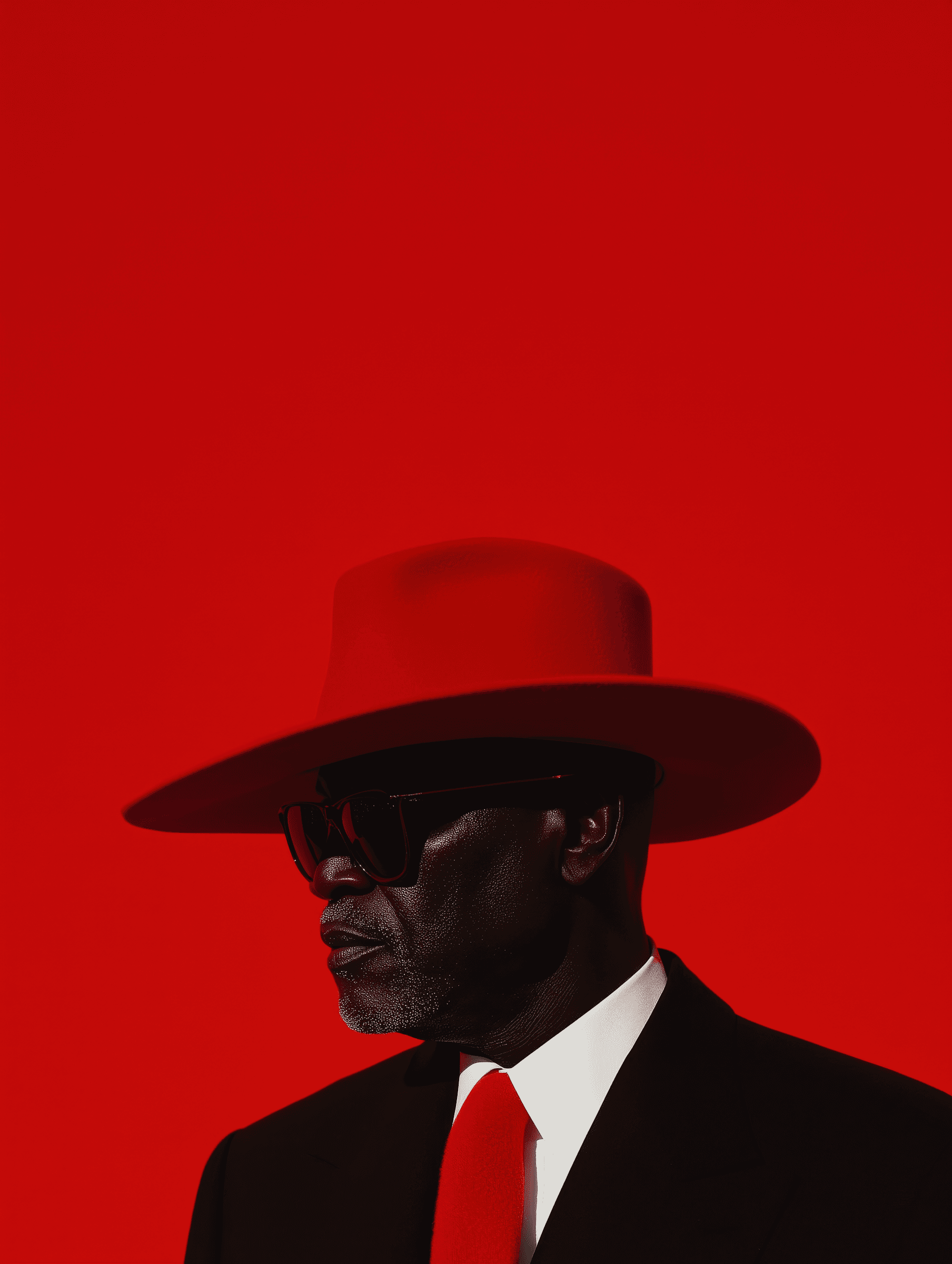 red image of black man in red background