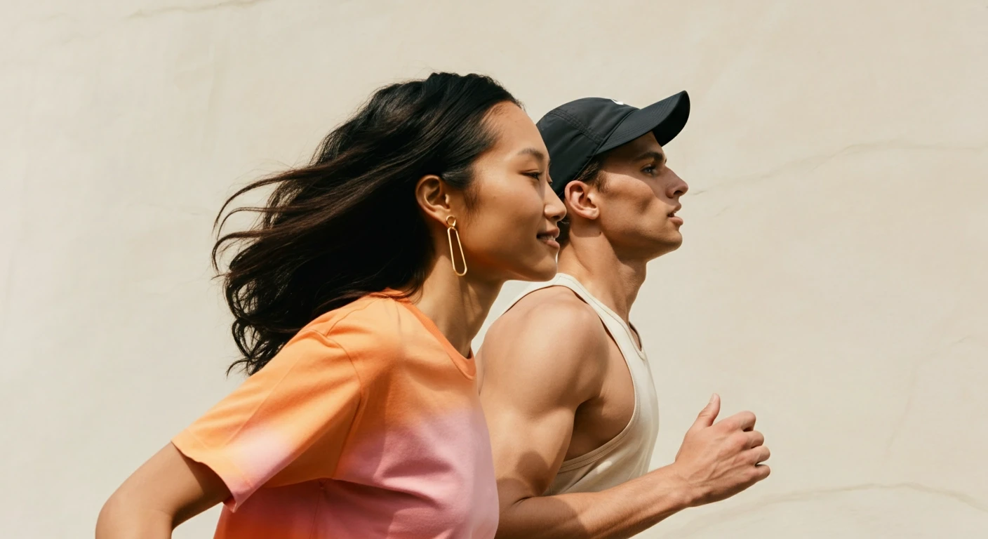 man and woman running