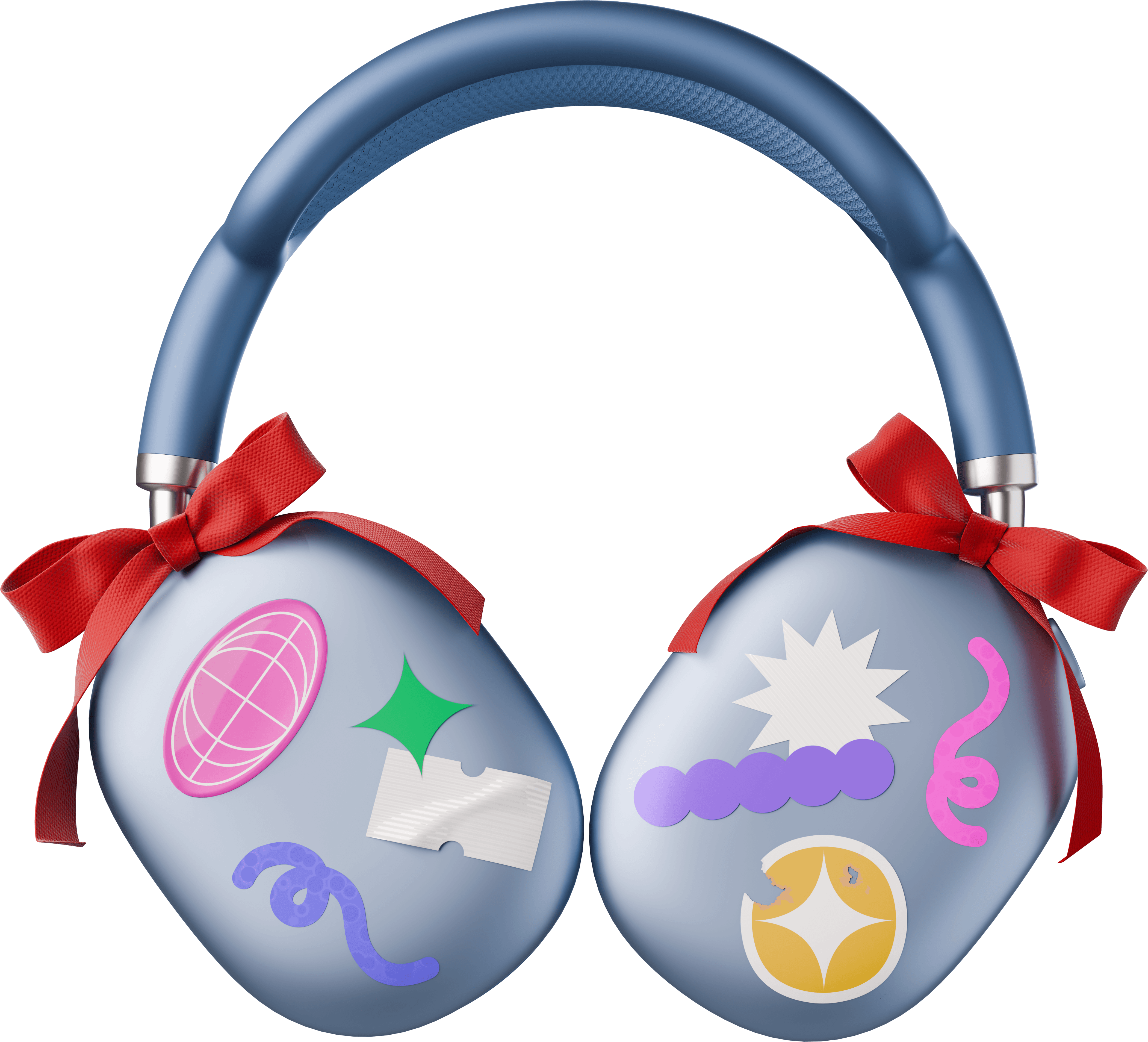 headphone with stickers around it 