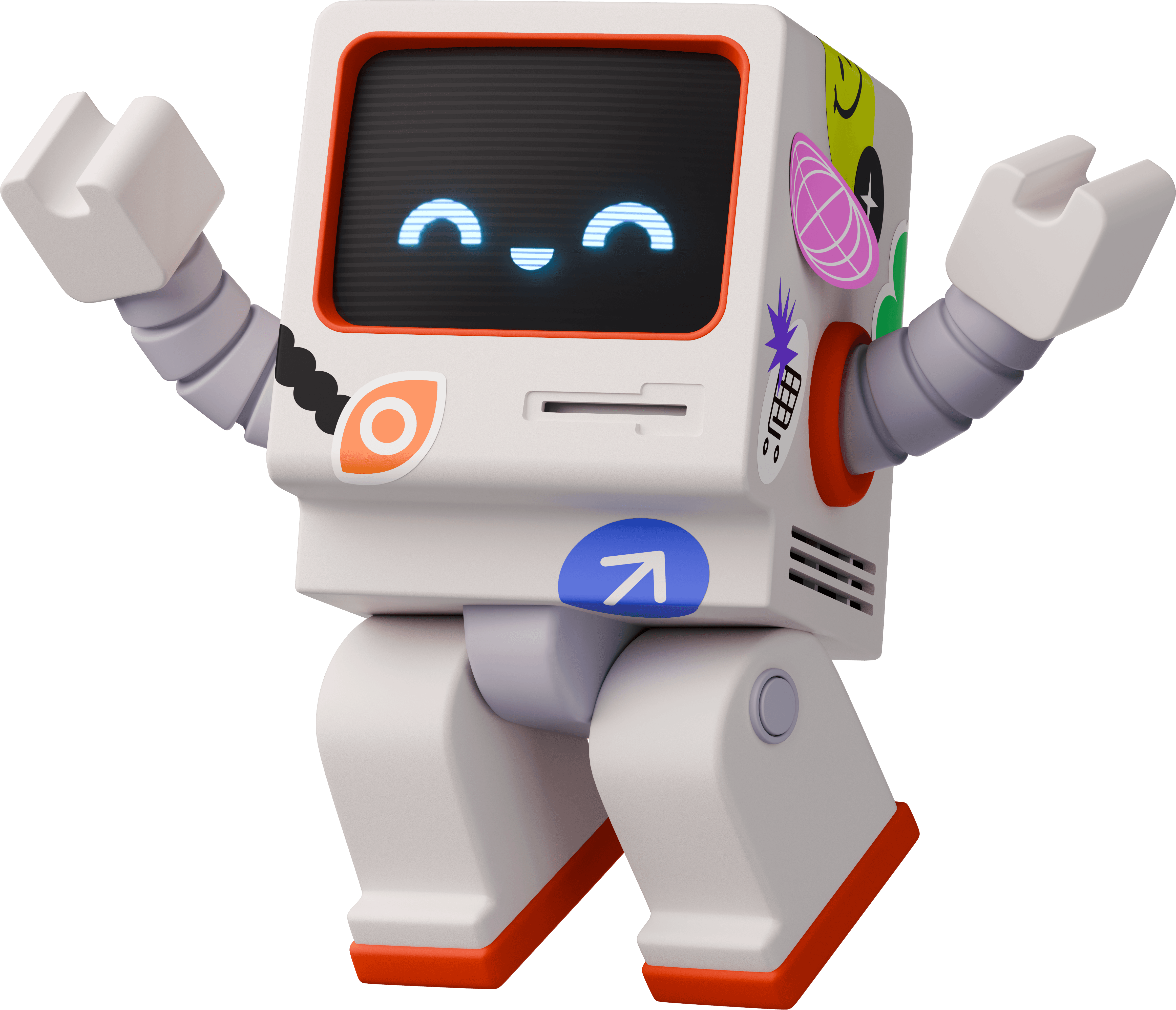 3D retro robot jumping
