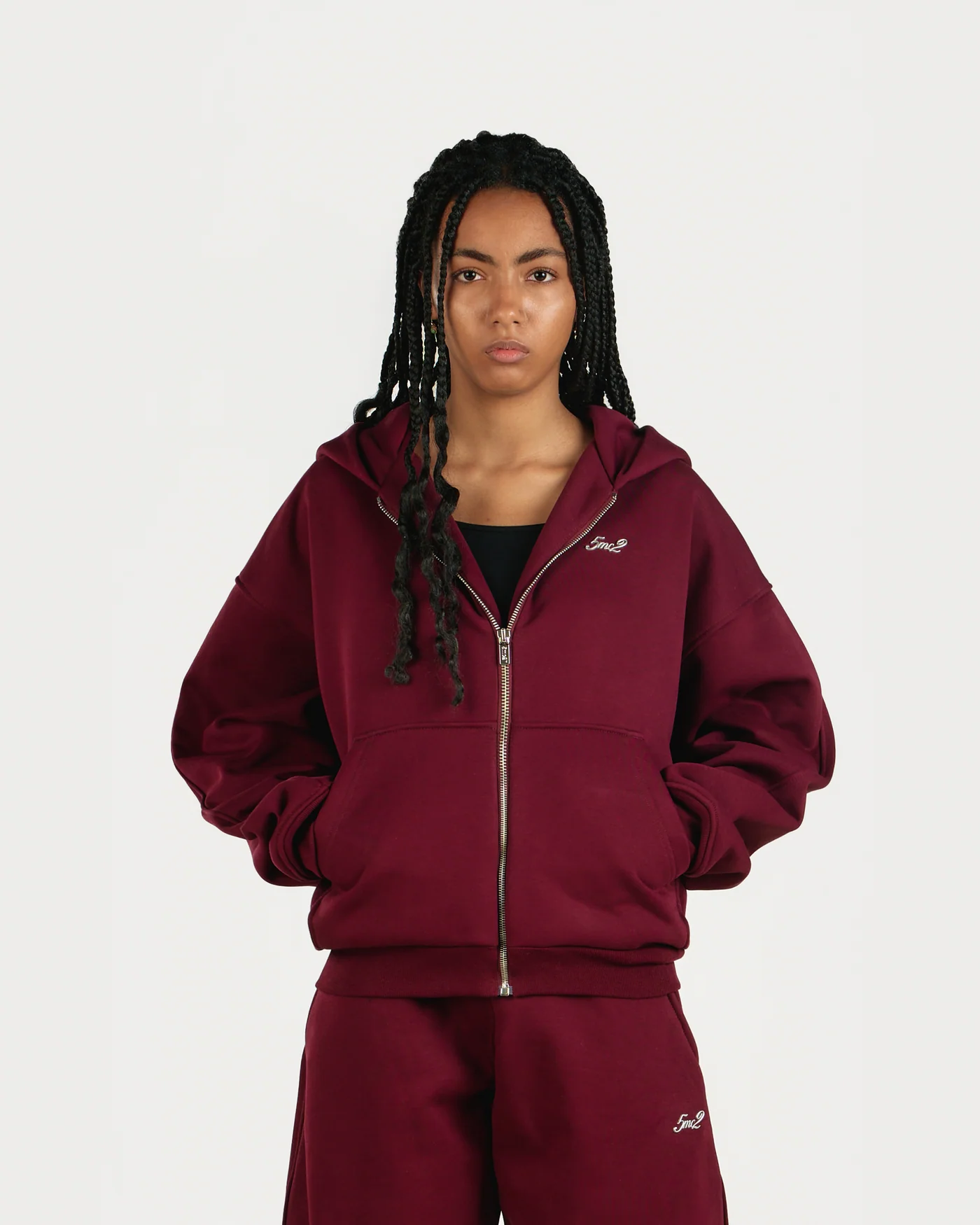 straight faced woman modelling a jacket