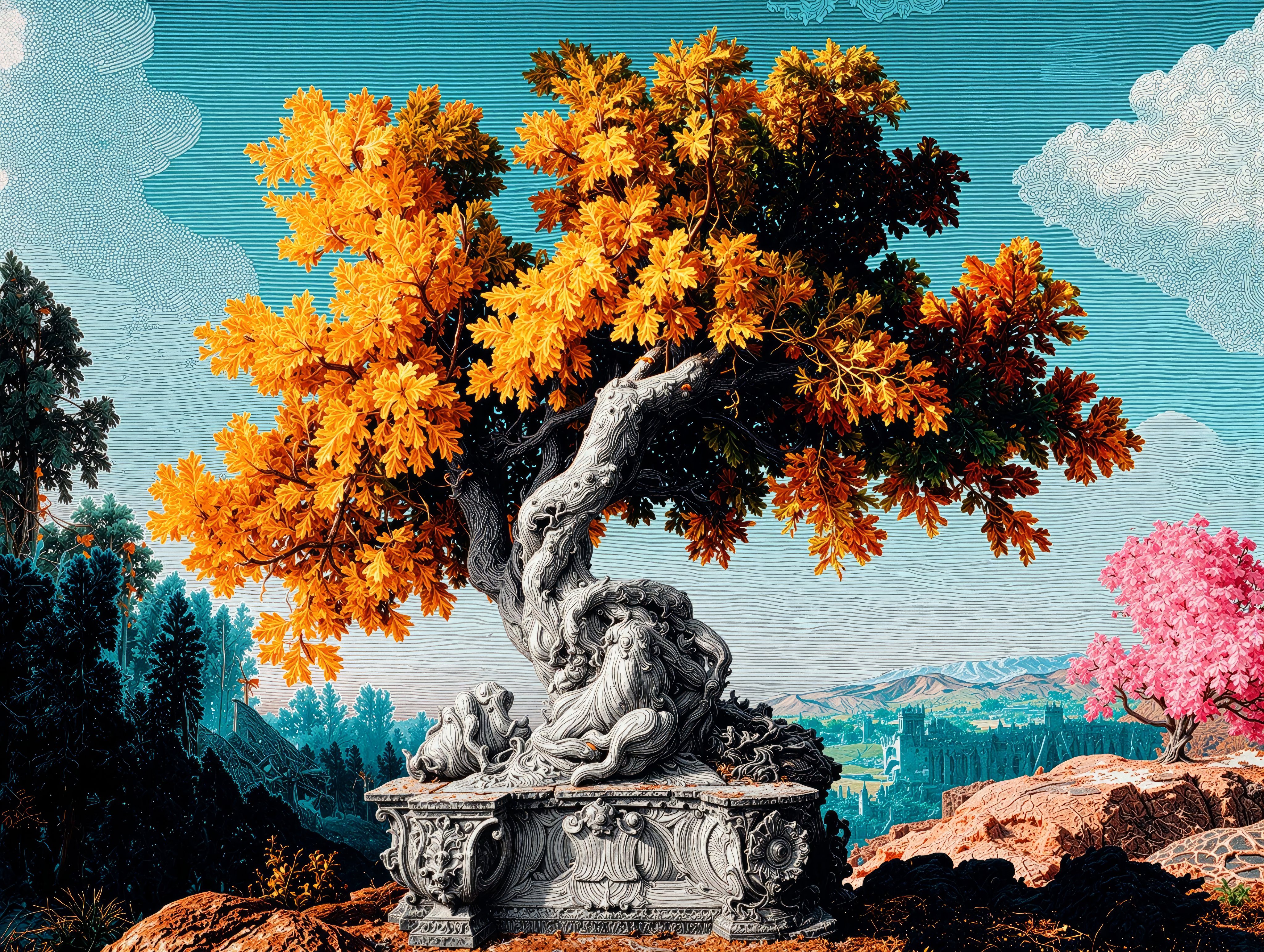 image of a tree in a poster photography style