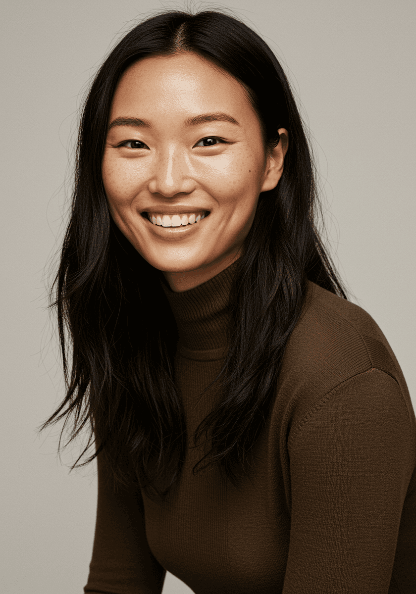 asian middle aged woman posing for a photoshoot