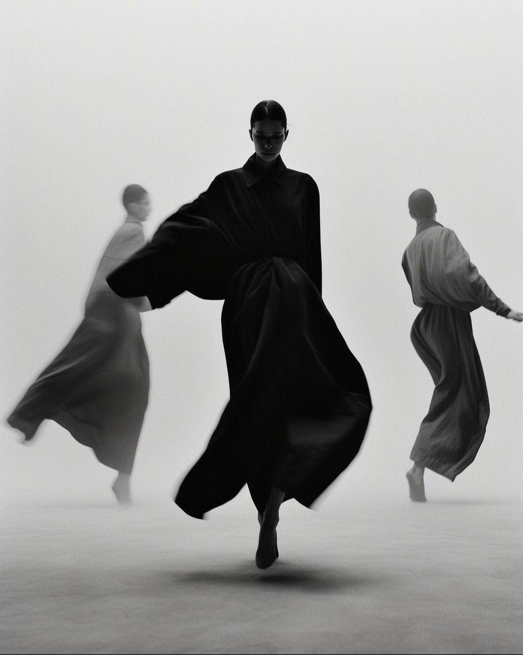 monochromatic image of 3 people