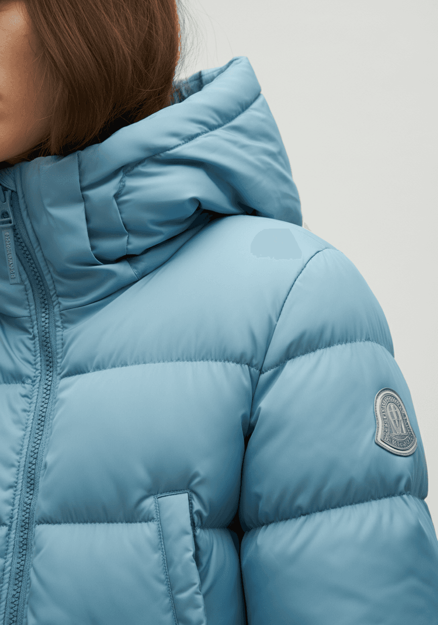 person in blue puff jacket